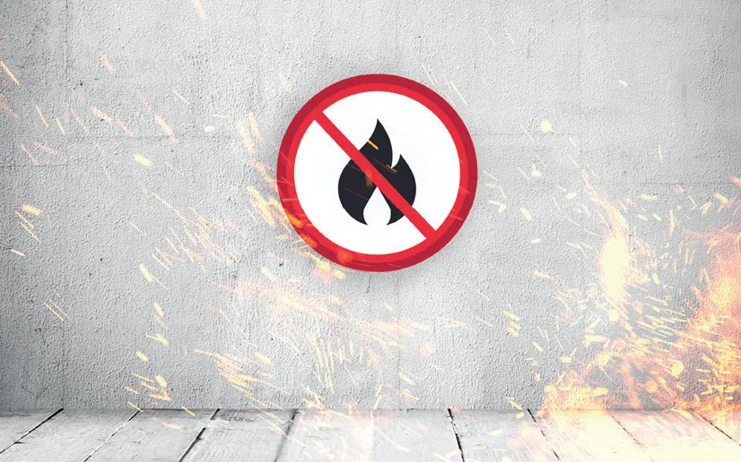 Fire-retardant coated wall resisting flame